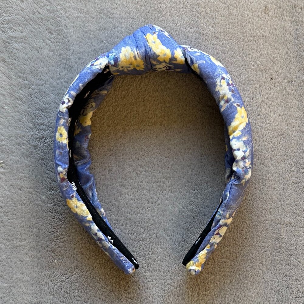 Lele Sadoughi x LoveShackFancy Floral Knot Headband in Blue Jay - Picture 2 of 9